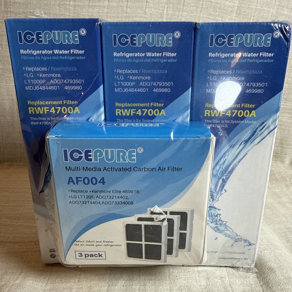 ICEPURE RWF4700AC Water Filter & AF004 Air Filter Multi-Media 3 Pack